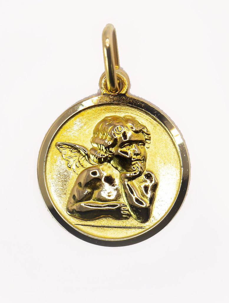 Pingente em Ouro Sólido 18K Medalha Anjo