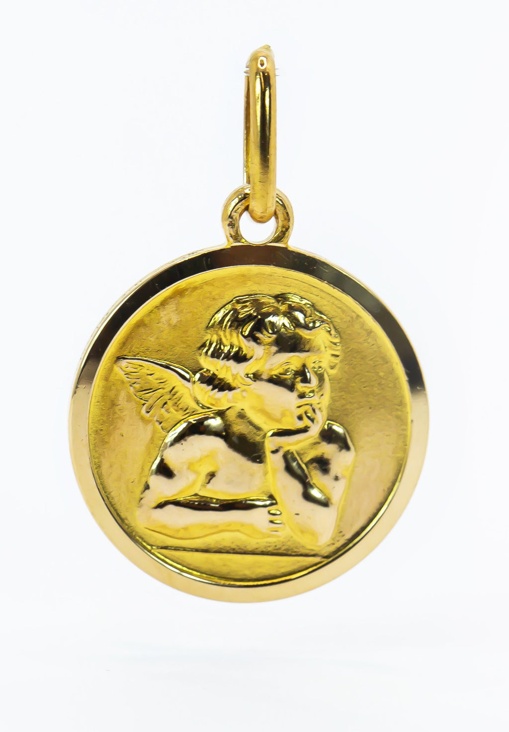Colgante de Oro Macizo de 18K Medalla Ángel