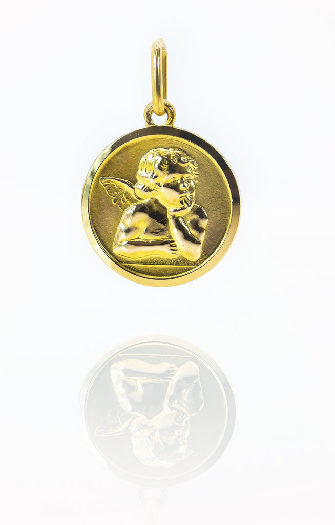 Pingente em Ouro Sólido 18K Medalha Anjo