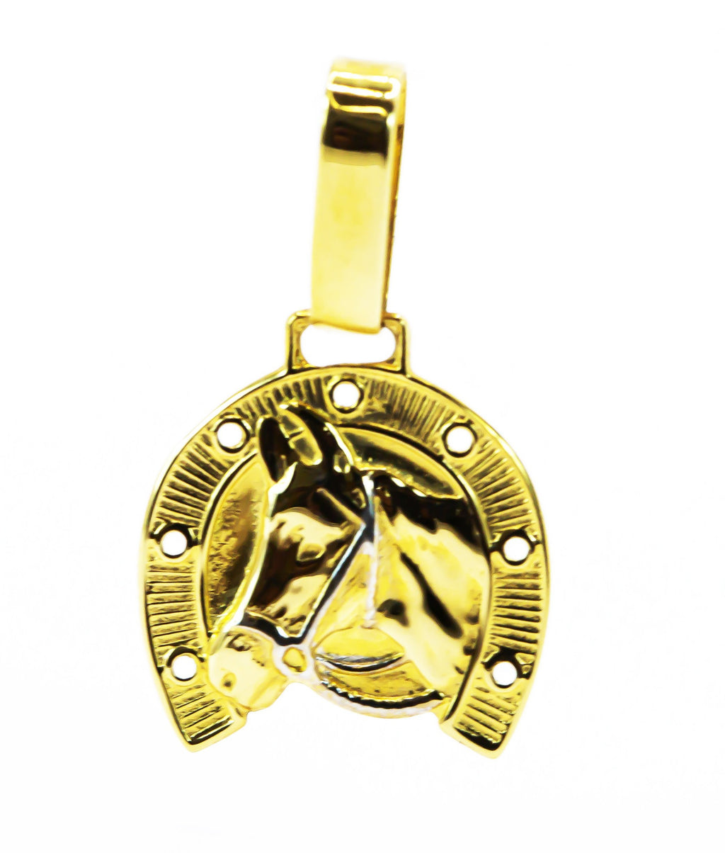 Colgante de oro macizo de 18 quilates, herradura pequeña