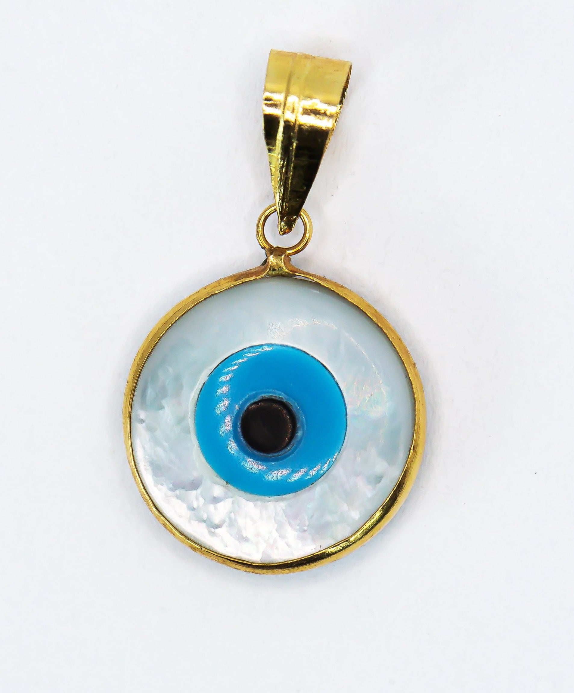 Colgante de oro macizo de 18 quilates con ojo griego
