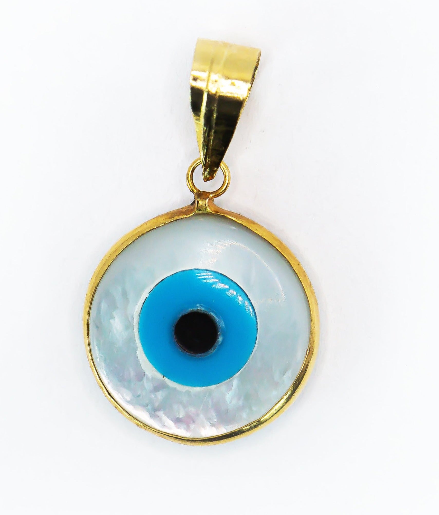 Colgante de oro macizo de 18 quilates con ojo griego