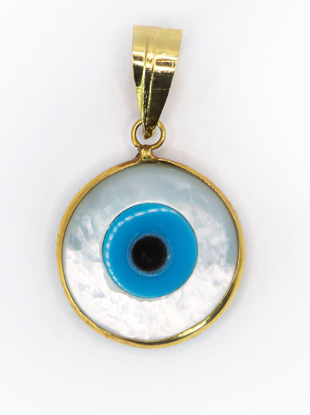 Colgante de oro macizo de 18 quilates con ojo griego