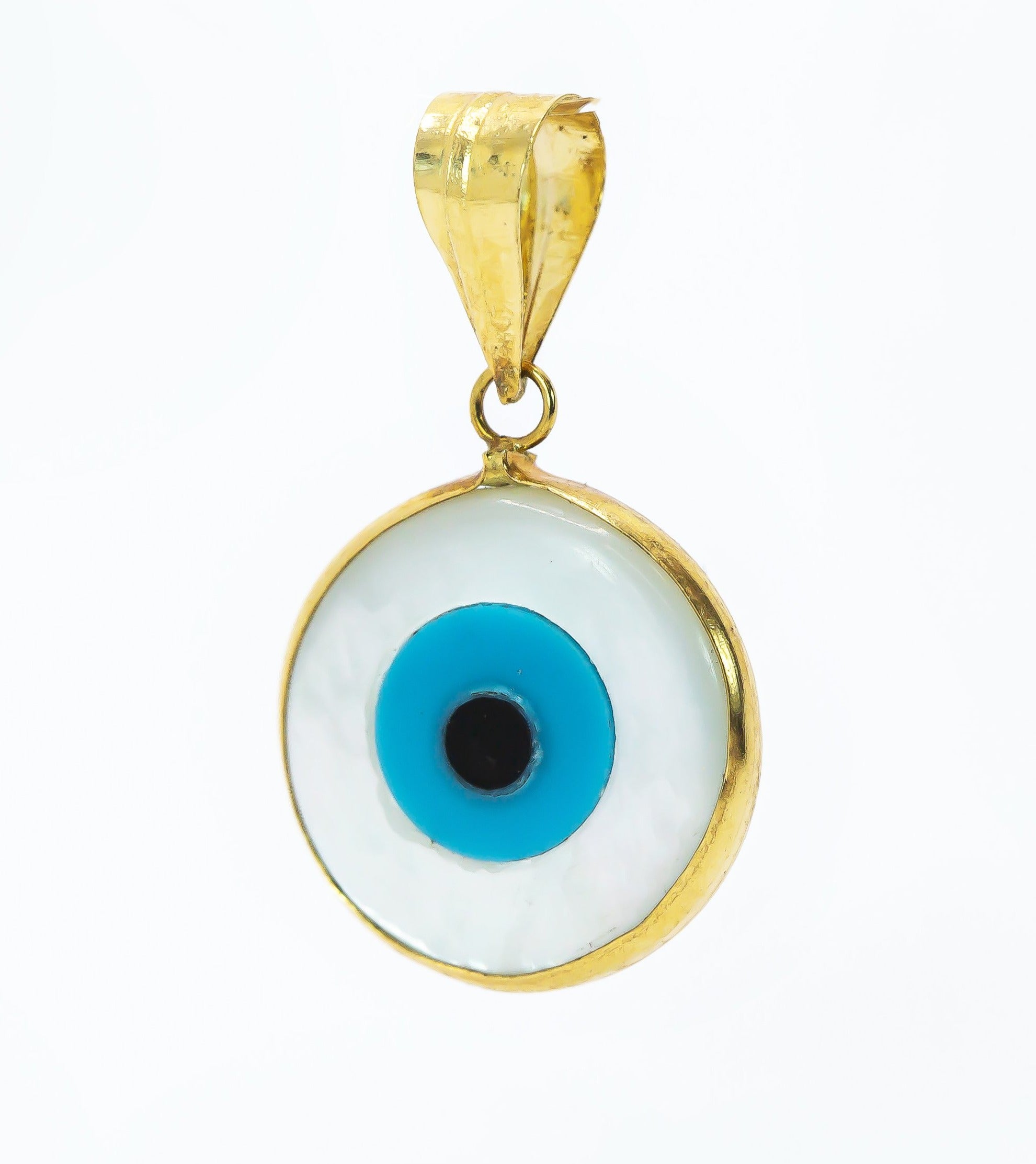 Colgante de oro macizo de 18 quilates con ojo griego