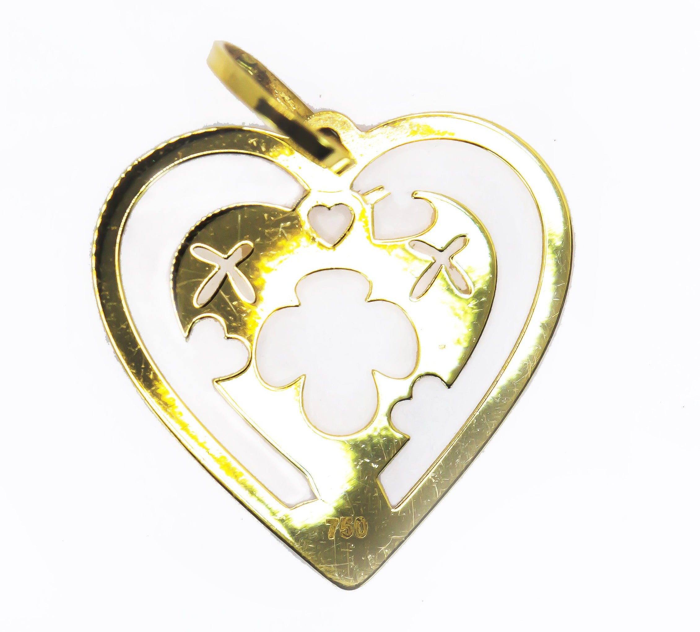 Colgante en Oro Sólido de 18K Corazón Trébol