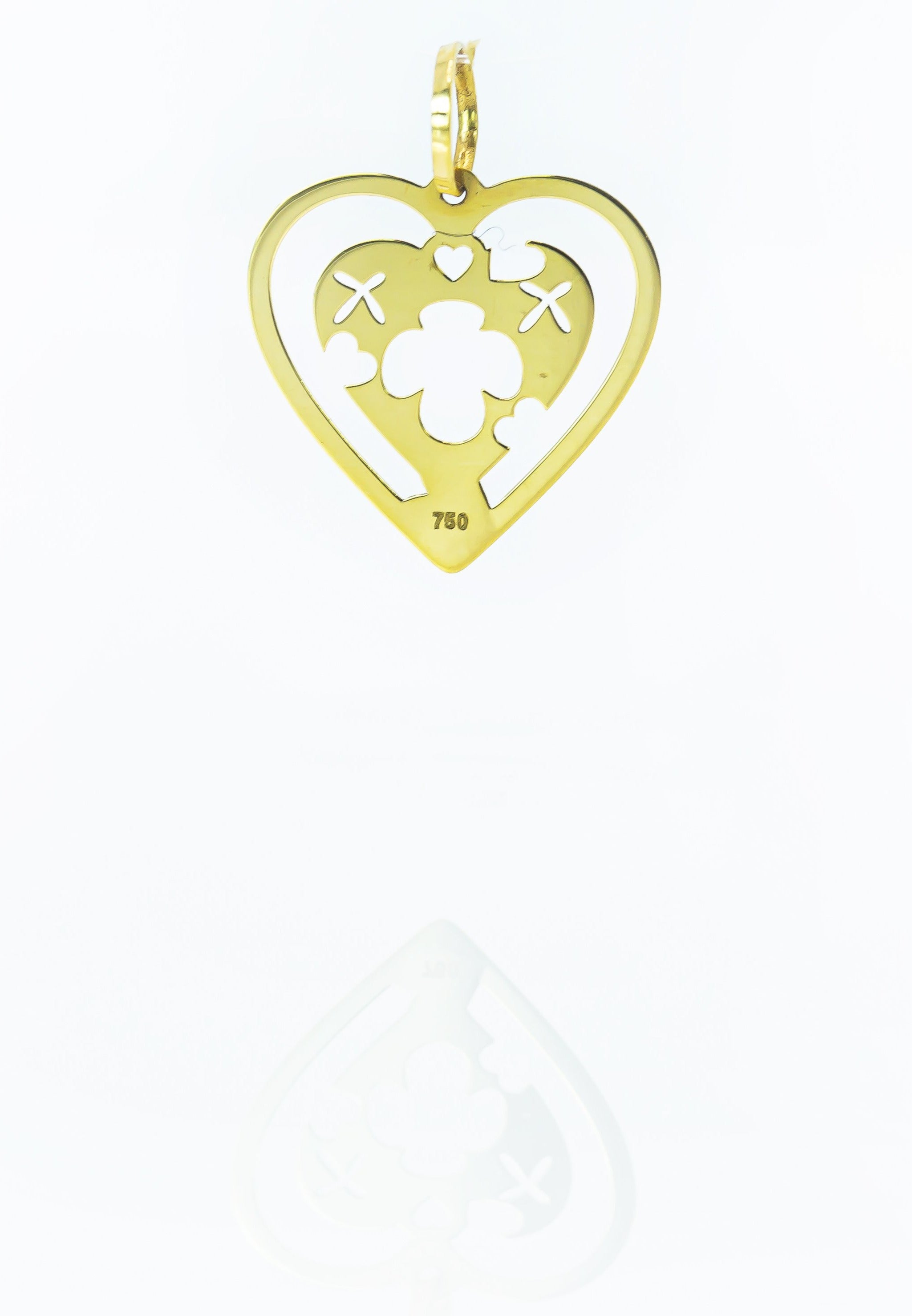 Colgante en Oro Sólido de 18K Corazón Trébol