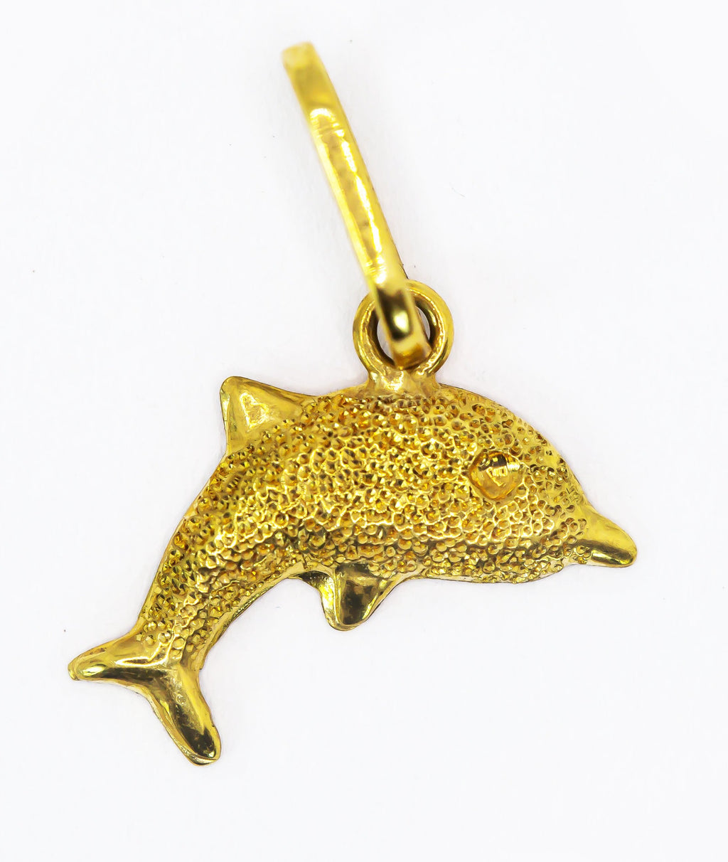 Colgante de oro macizo de 18 quilates, delfín en filigrana