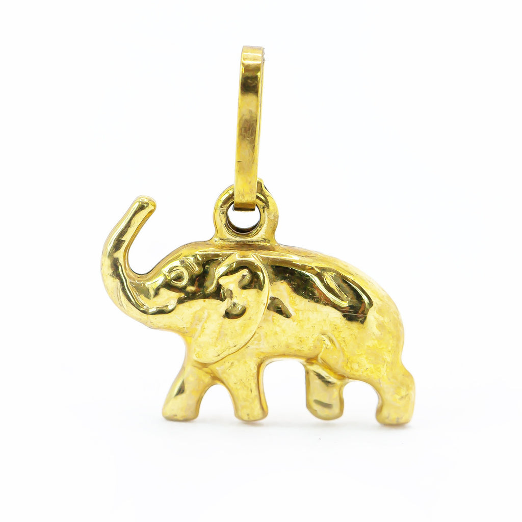 Colgante de oro macizo de 18 quilates con elefante