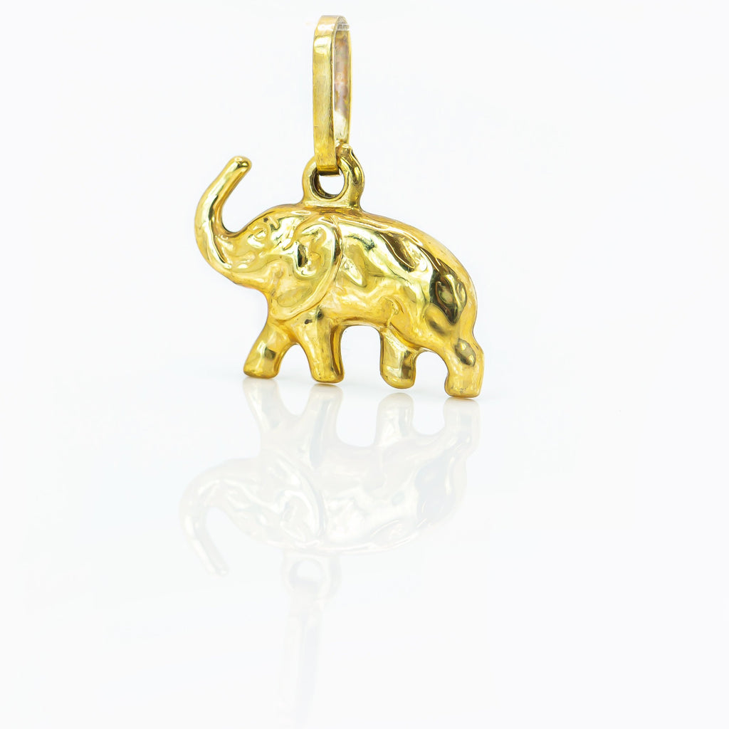 Colgante de oro macizo de 18 quilates con elefante