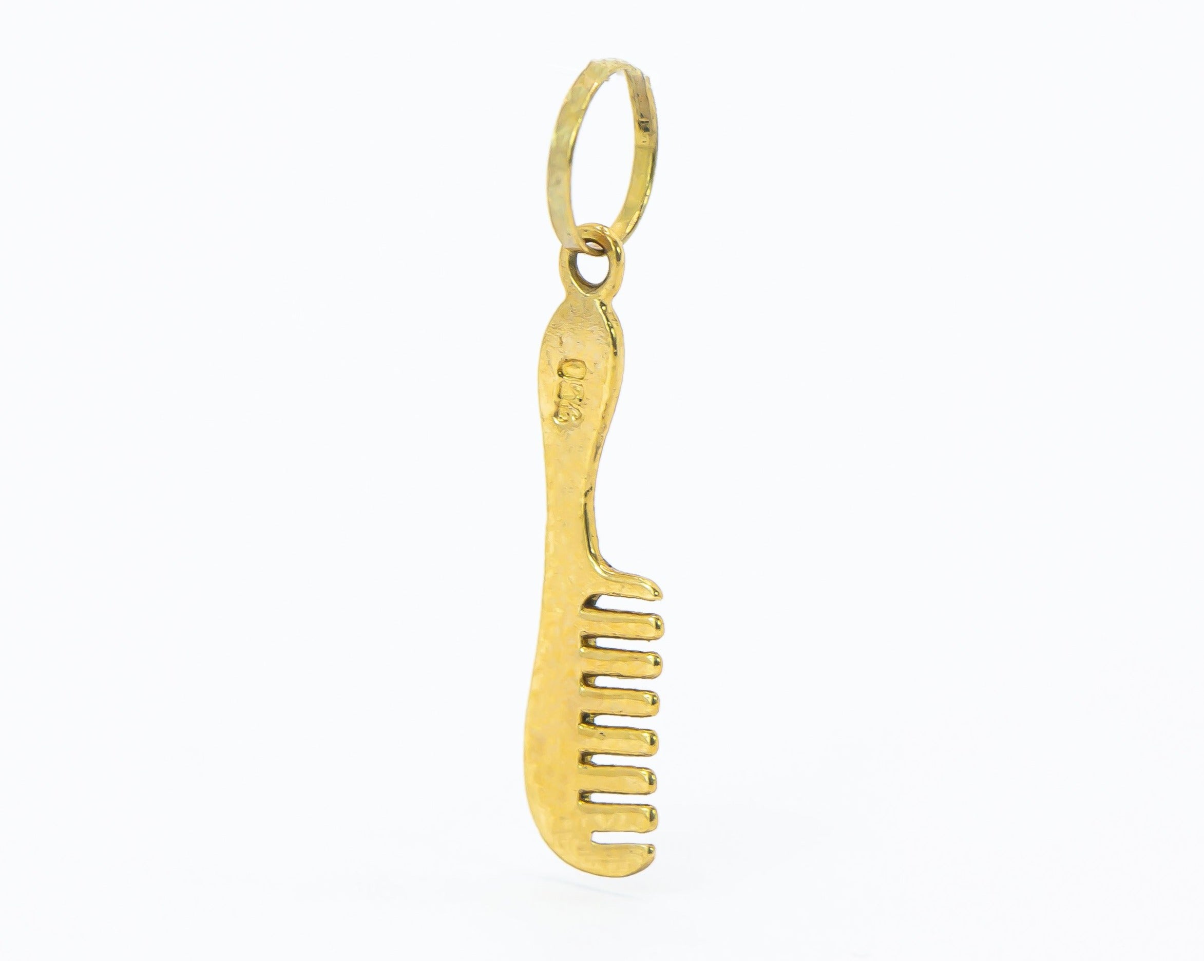 Colgante de oro macizo de 18 quilates con forma de peine
