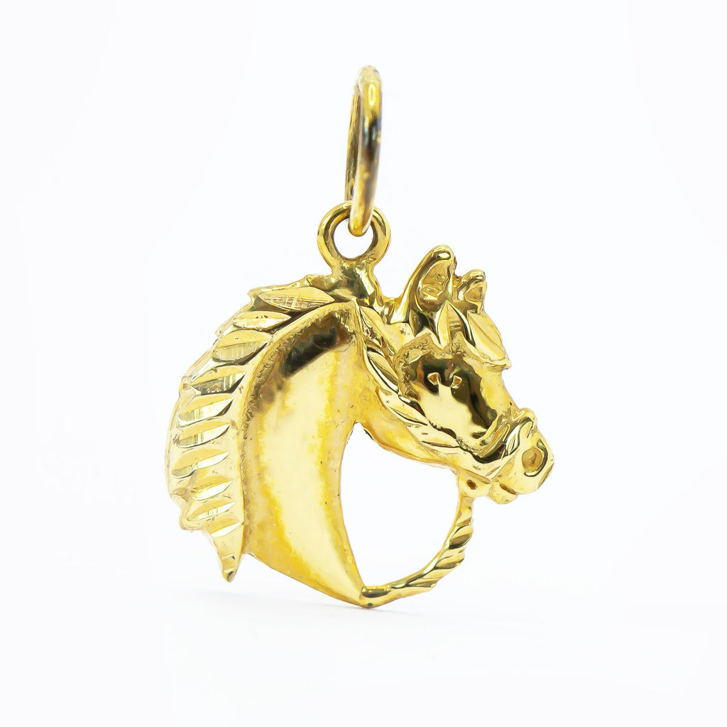 Pingente em Ouro Sólido 18K Busto Perfil Cavalo