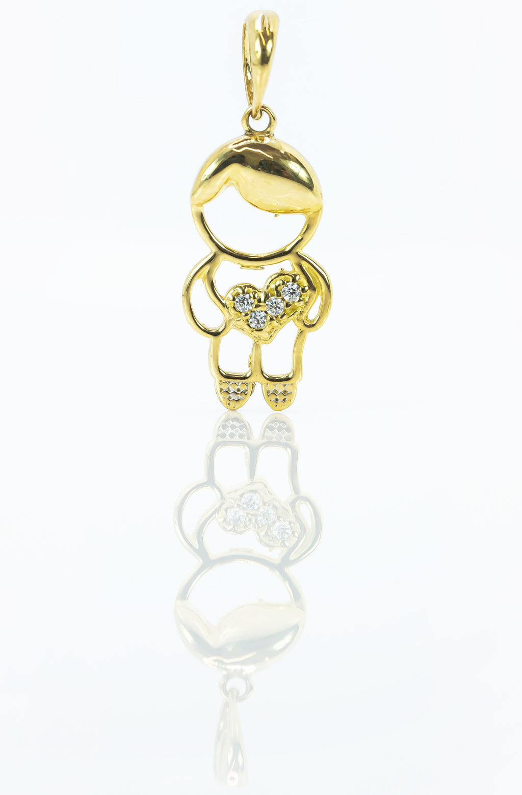 Colgante de oro macizo de 18 quilates con diseño de niña