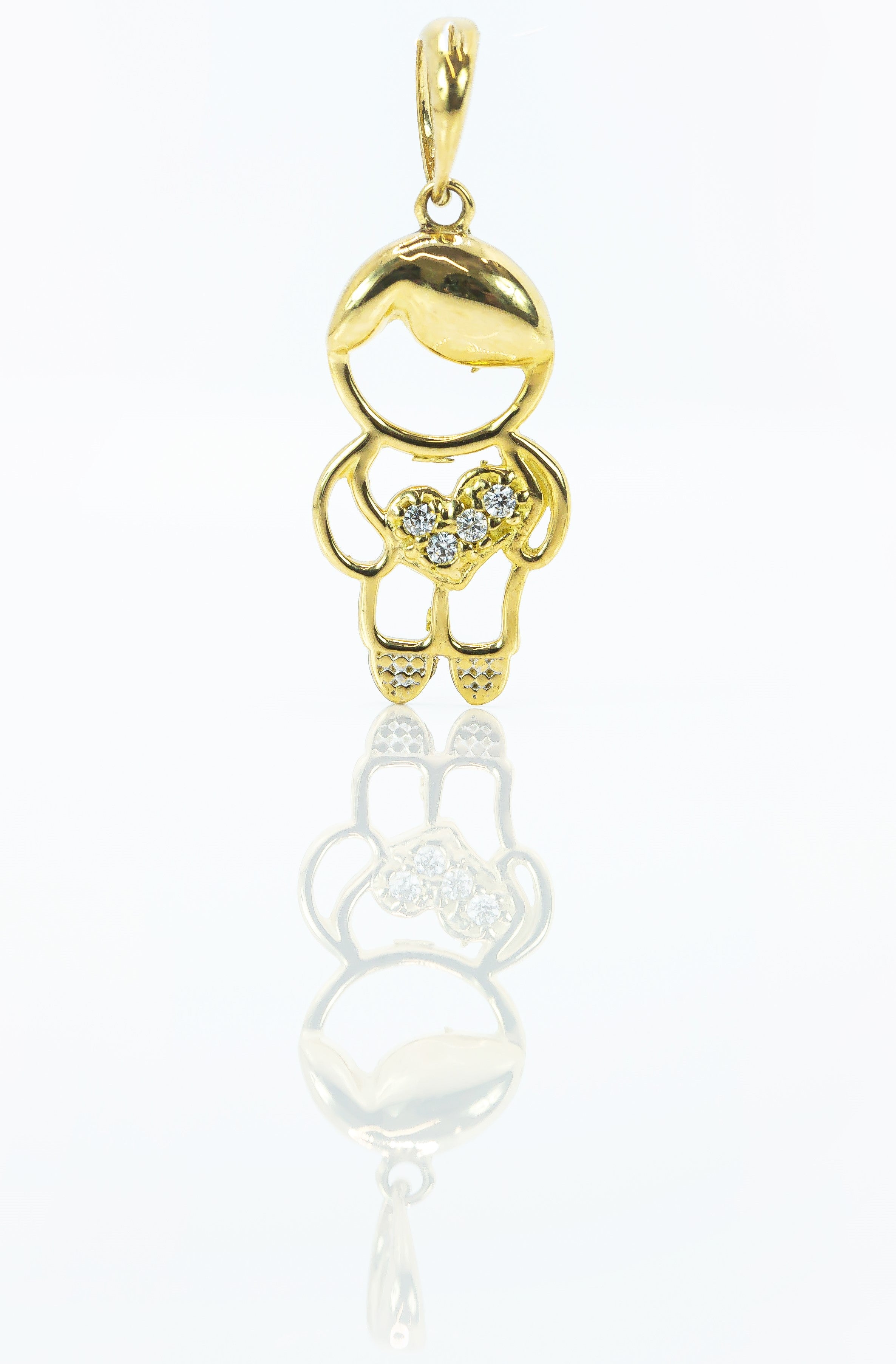 Colgante de oro macizo de 18 quilates con diseño de niña