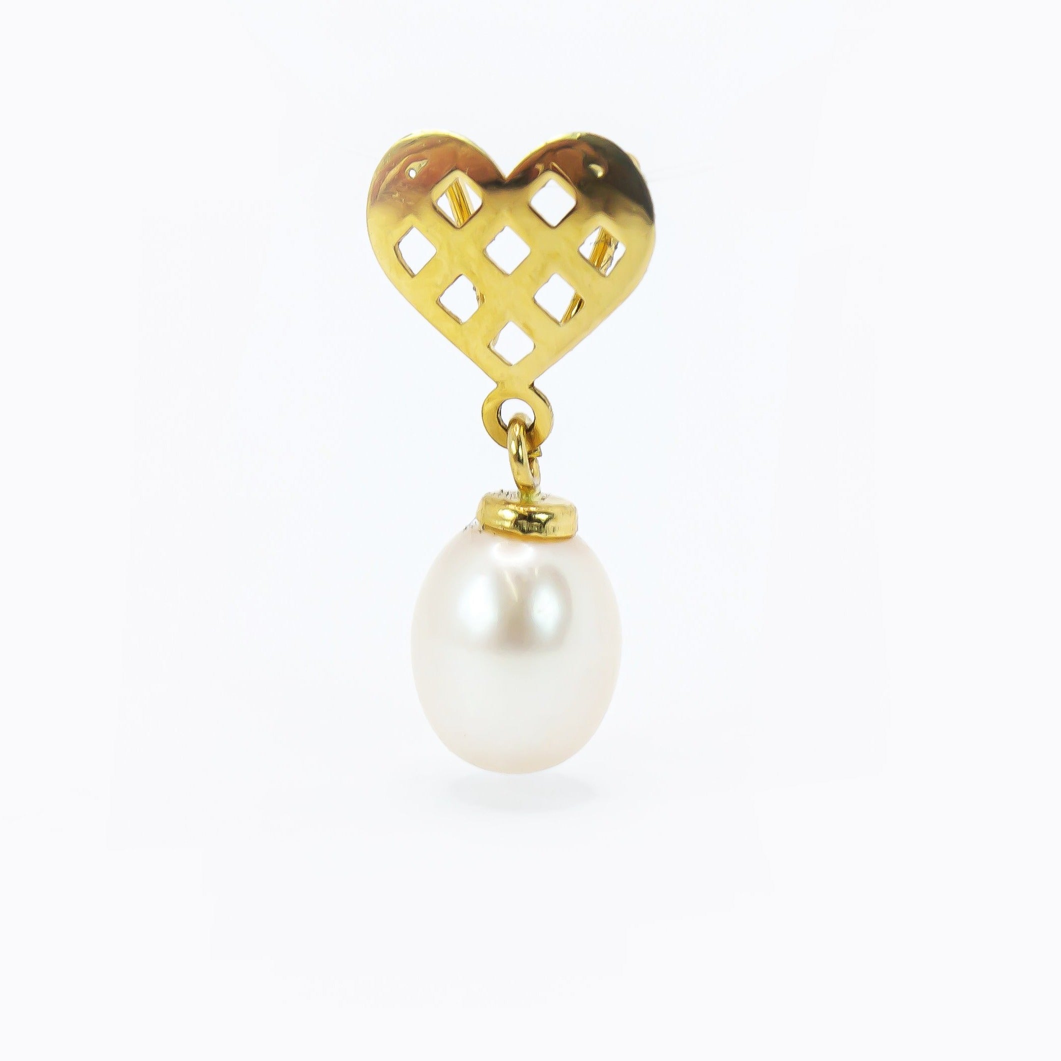 Colgante en Oro Sólido 18K Corazón con Perlas