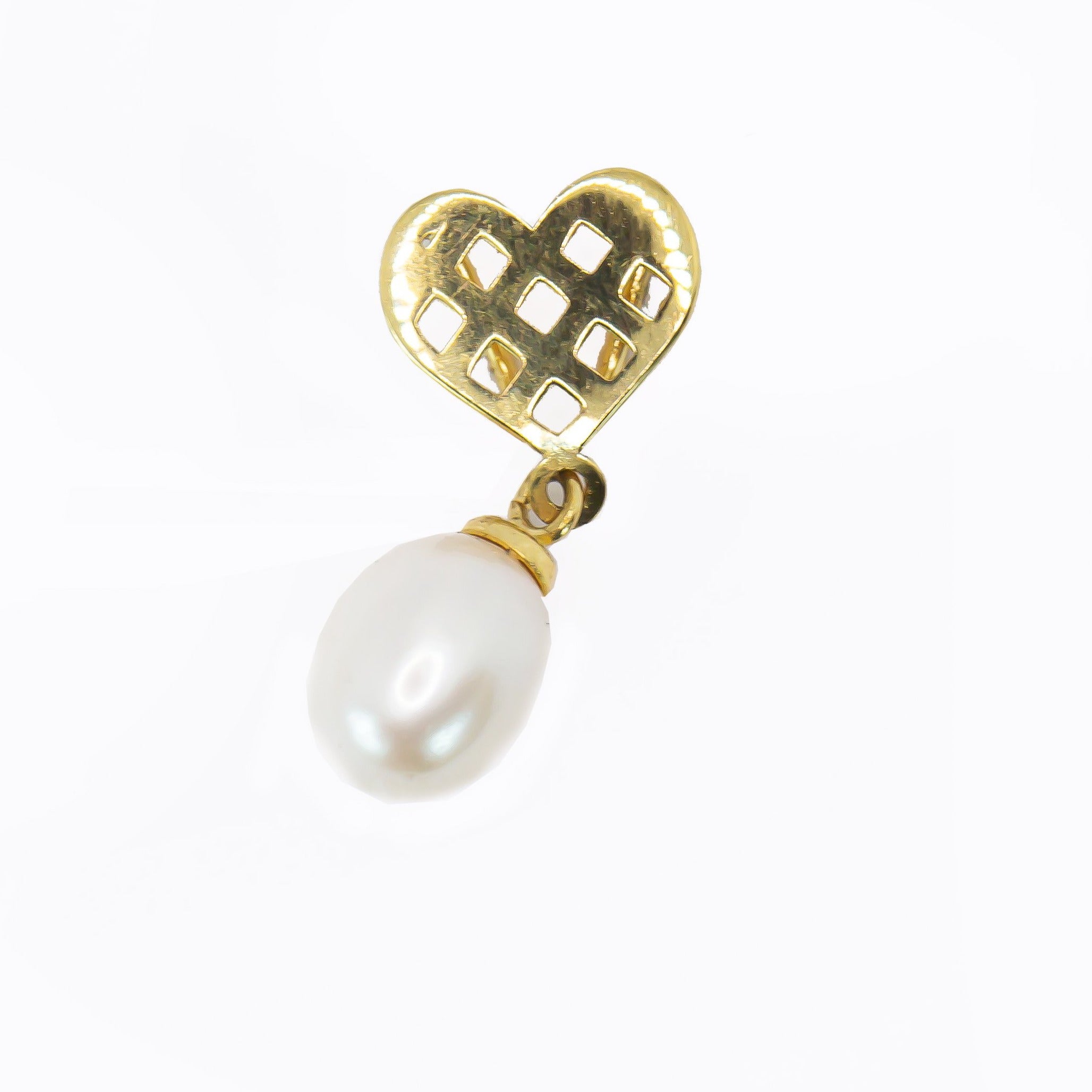 Colgante en Oro Sólido 18K Corazón con Perlas