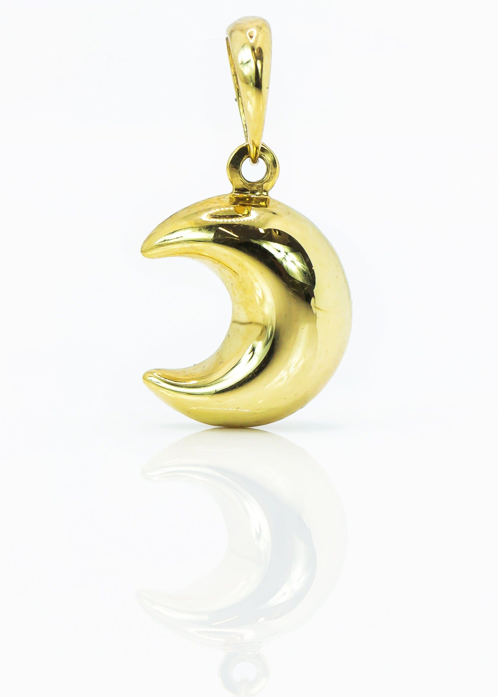 Colgante de Oro Sólido 18K Luna Menguante