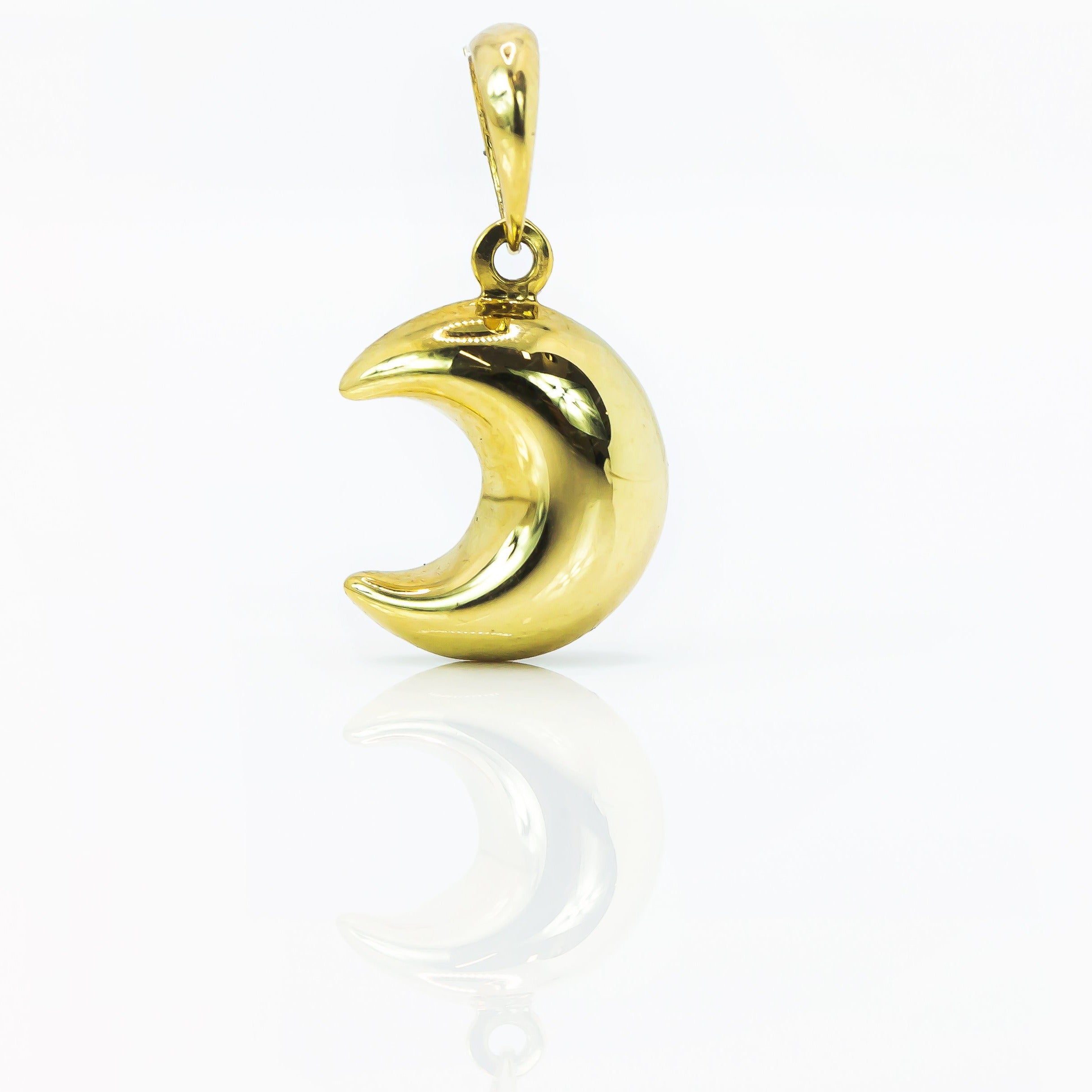 Colgante de Oro Sólido 18K Luna Menguante